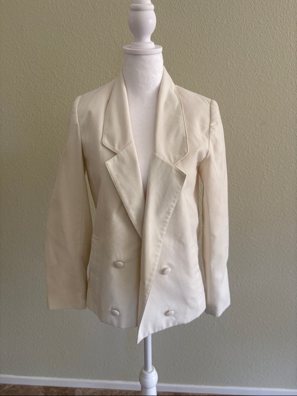 Women's Cream Double-Breasted Tailored Blazer